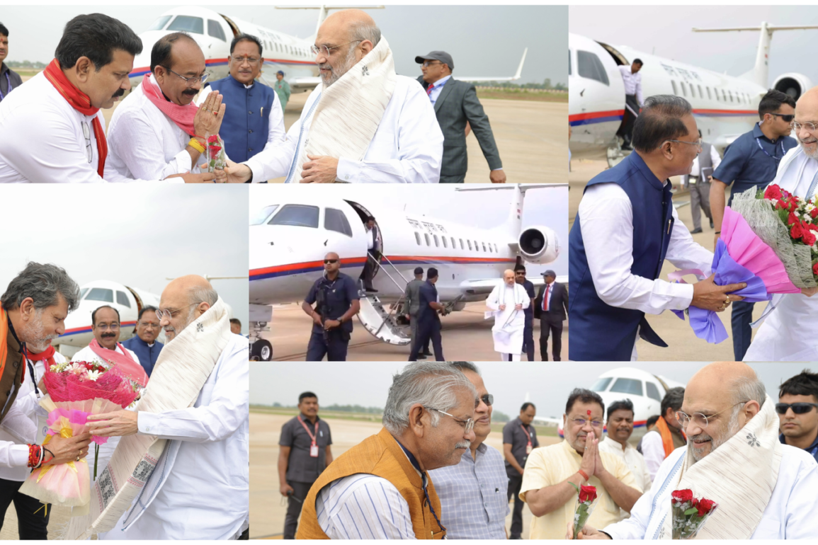 रायपुर दौरे पर पहुंचे केंद्रीय गृहमंत्री अमित शाह, नेशनल फॉरेंसिक साइंस यूनिवर्सिटी का किया भूमिपूजन