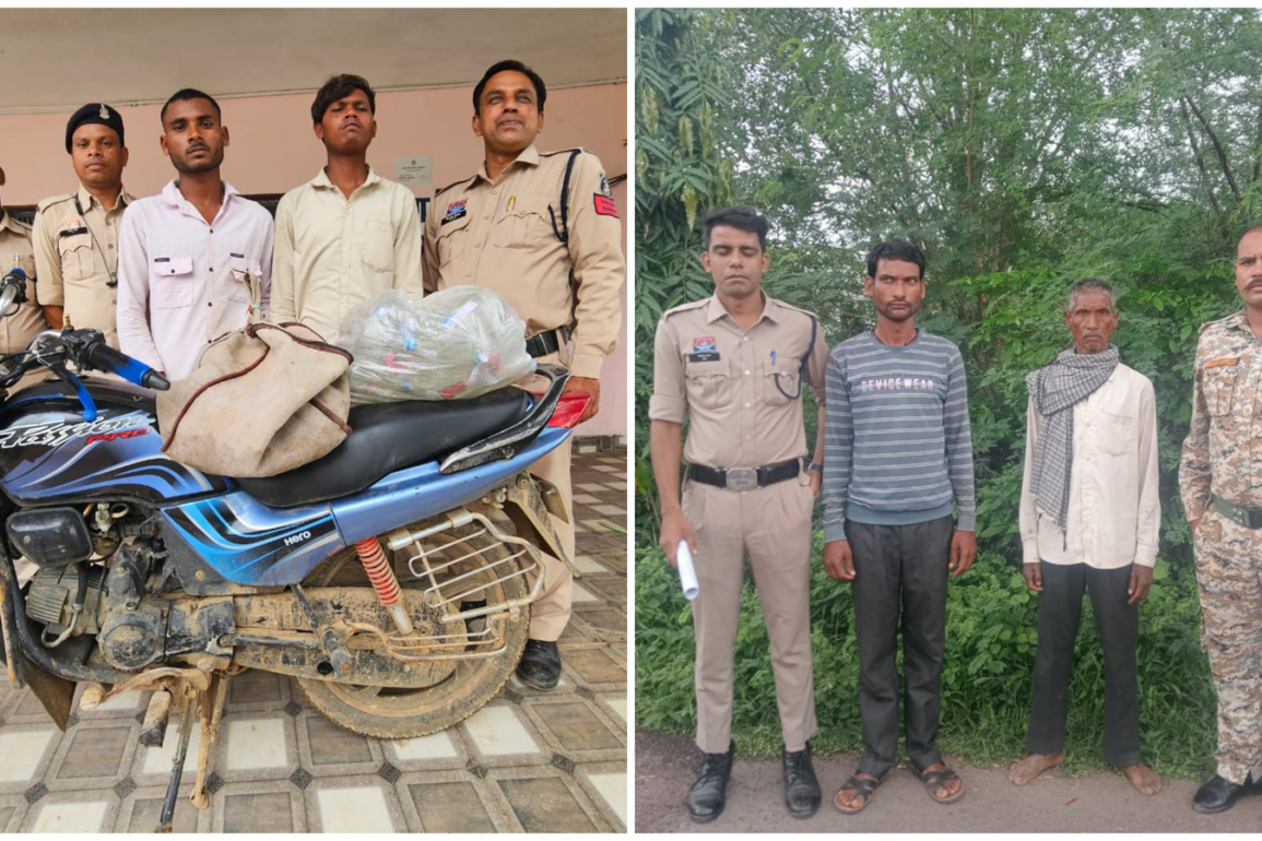 पुलिस की दोहरी कार्रवाई: गांजा बेचने पहुंचे बाप-बेटे और अवैध शराब के साथ दो युवक रंगेहाथ गिरफ्तार