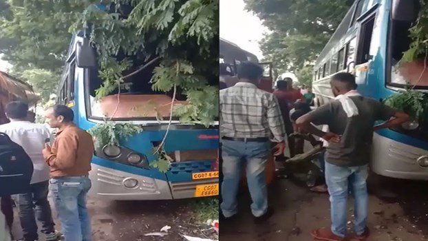 बड़ा हादसा टला – चलती बस में ड्राइवर बेहोश, पेड़ से टकराई यात्री बस – 5 लोग घायल